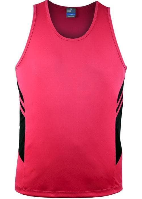Mens Tasman Singlet Neon Pink/Black